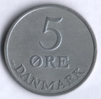 Монета 5 эре. 1955 год, Дания. N;S.