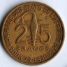 Монета 25 франков. 1971 год, Западно-Африканские Штаты.