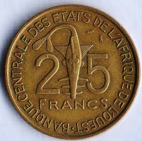Монета 25 франков. 1971 год, Западно-Африканские Штаты.