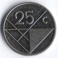 Монета 25 центов. 2008 год, Аруба.