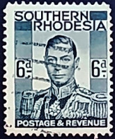 Почтовая марка (6 p.). "Король Георг VI". 1937 год, Южная Родезия.