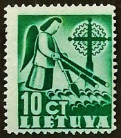 Марка почтовая. "Ангел". 1940 год, Литва.