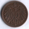 Монета 1 пфенниг. 1907 год (A), Германская империя.