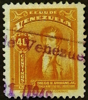 Почтовая марка. "Диего Баутиста Урбанеха". 1948 год, Венесуэла.