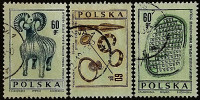 Набор почтовых марок (3 шт.). "Археологические находки". 1966 год, Польша.