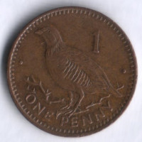 Монета 1 пенни. 1994(AA) год, Гибралтар.
