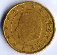 Монета 20 центов. 2000 год, Бельгия.