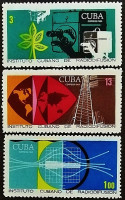 Набор марок (3 шт.). "45 лет ICRT (Кубинский институт радио и телевидения)". 1969 год, Куба.