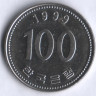 Монета 100 вон. 1999 год, Южная Корея.