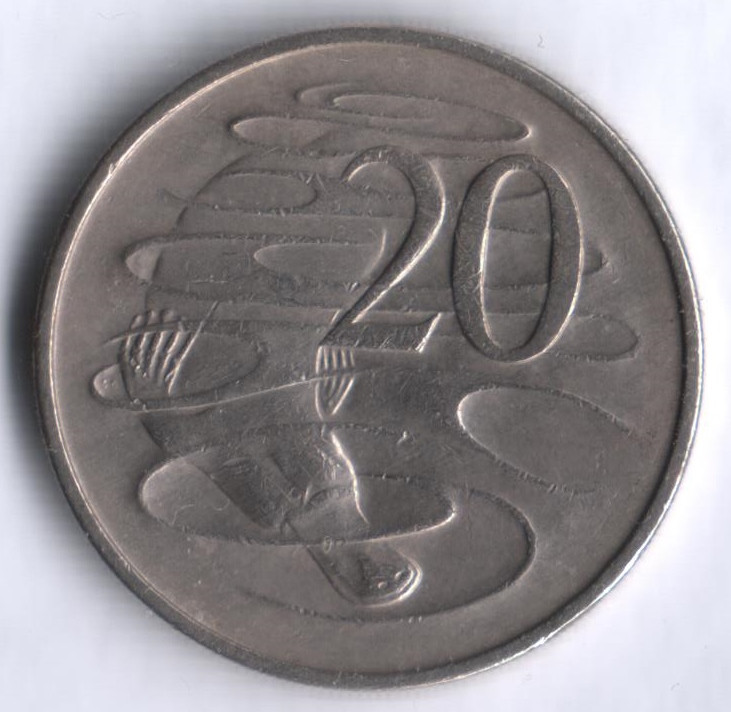 Монета 20 центов. 1967 год, Австралия.