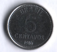 Монета 5 сентаво. 1986 год, Бразилия.