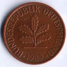 Монета 2 пфеннига. 1989(G) год, ФРГ.
