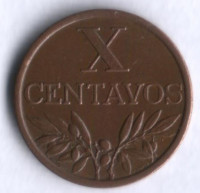 Монета 10 сентаво. 1965 год, Португалия.