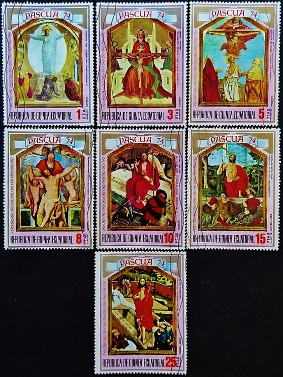 Набор почтовых марок (7 шт.). "Пасха". 1974 год, Экваториальная Гвинея.