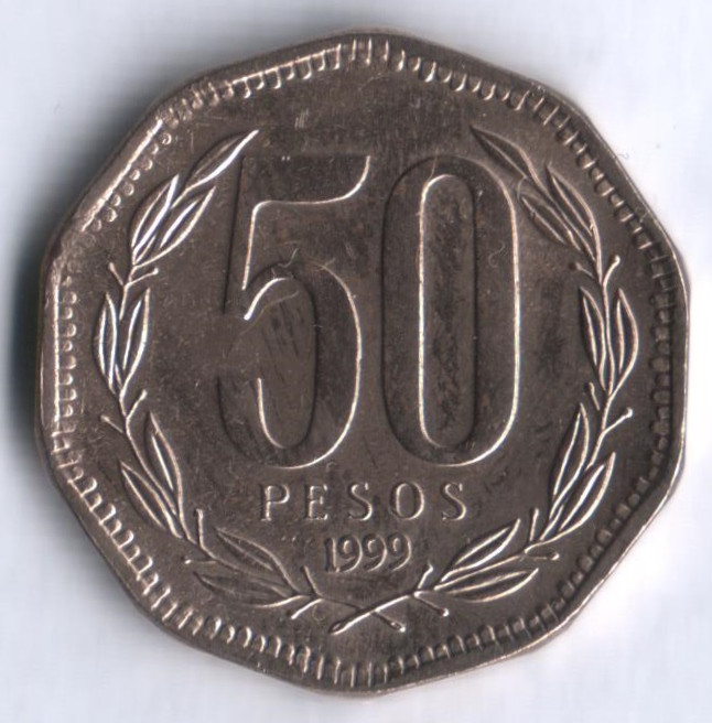 50 песо. 1999 год, Чили.