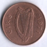 Монета 2 пенса. 1971 год, Ирландия.
