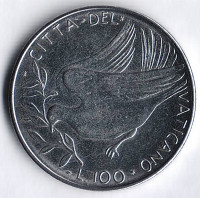 Монета 100 лир. 1976 год, Ватикан.