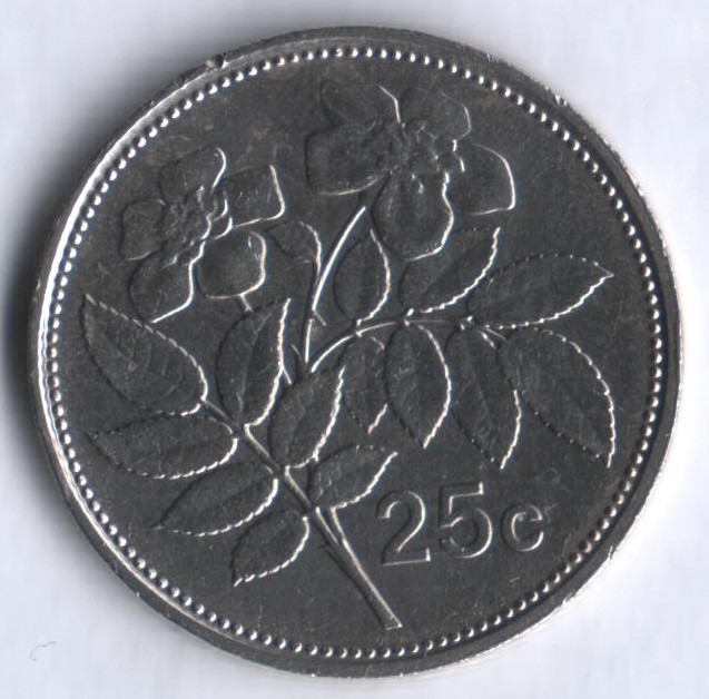 Монета 25 центов. 1998 год, Мальта.