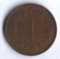 Монета 1 цент. 1972 год, Мальта.