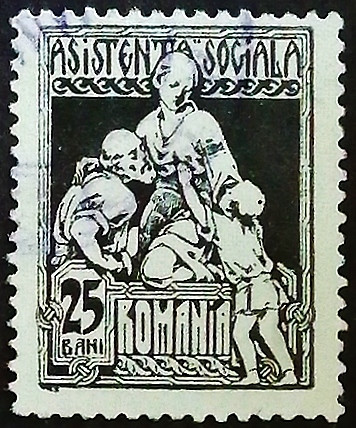 Почтовая марка. "Социальное обеспечение". 1921 год, Румыния.