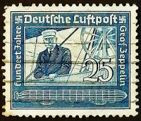 Почтовая марка. "100 лет со дня рождения Фердинанда Цеппелина". 1938 год, Германский Рейх.