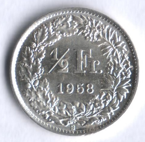 1/2 франка. 1958 год, Швейцария.