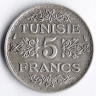 Монета 5 франков. 1934(١٣٥٣) год, Тунис (протекторат Франции).