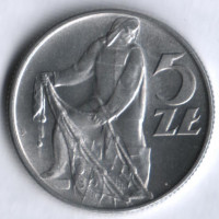 Монета 5 злотых. 1960 год, Польша.