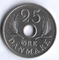Монета 25 эре. 1968 год, Дания. C;S.