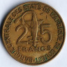 Монета 25 франков. 1975 год, Западно-Африканские Штаты.