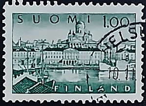 Почтовая марка (1 m.). "Гавань Хельсинки". 1963 год, Финляндия. Почтовая марка (1 m.). "Гавань Хельсинки". 1963 год, Финляндия.