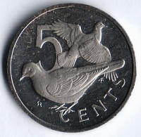 Монета 5 центов. 1973 год, Британские Виргинские острова.