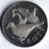 Монета 5 центов. 1973 год, Британские Виргинские острова.