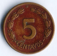 Монета 5 сентаво. 1944(D) год, Эквадор.