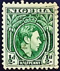 Почтовая марка (½ p.). "Король Георг VI". 1938 год, Нигерия.