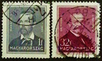 Набор почтовых марок (2 шт.). "Знаменитые венгры". 1932 год, Венгрия.