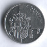 Монета 1 песета. 2001 год, Испания.