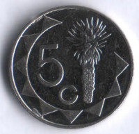 Монета 5 центов. 1993 год, Намибия.