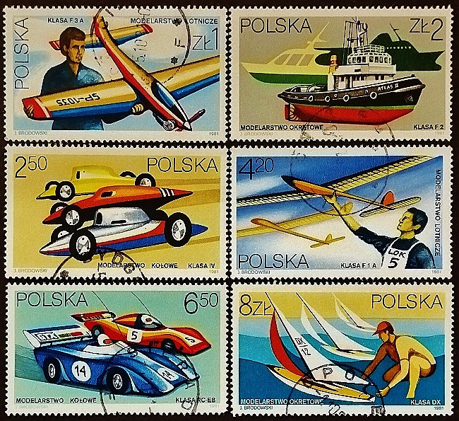 Набор почтовых марок (6 шт.). "Модели". 1981 год, Польша.