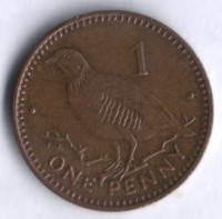 Монета 1 пенни. 1995(AA) год, Гибралтар.