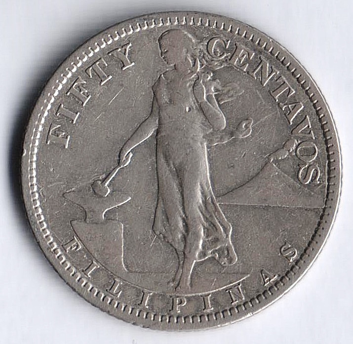 Монета 50 сентаво. 1907 год, Филиппины.