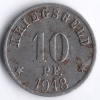Нотгельд 10 пфеннигов. 1918 год, Грюнберг.