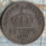 Монета 50 сантимов. 1866(A) год, Франция.