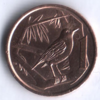 Монета 1 цент. 1977 год, Каймановы острова.