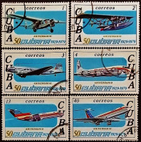 Набор почтовых марок (6 шт.). "50-летие авиакомпании CUBANA". 1979 год, Куба.