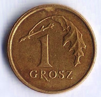 Монета 1 грош. 1999 год, Польша.