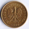 Монета 1 грош. 1999 год, Польша.