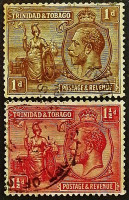 Набор почтовых марок (2 шт.). "Король Георг V и Британия". 1922 год, Тринидад и Тобаго. 