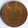 Монета 5 пфеннигов. 1970(F) год, ФРГ.