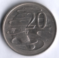 Монета 20 центов. 1968 год, Австралия.